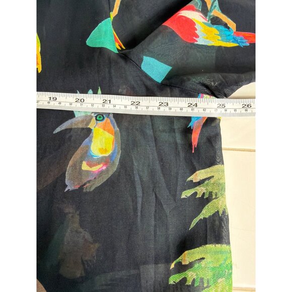 Sezane x G.Kero Pierro Black Jungle Parrot Silk Blened Blouse FR 46/US 14 - Picture 9 of 16